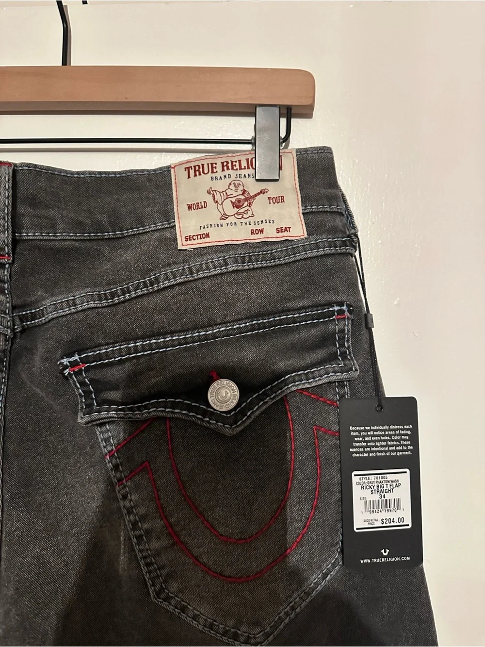 True Religion Ricky big t flap straight Jean